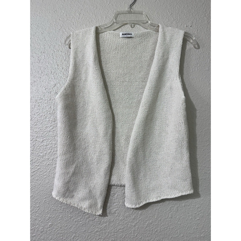 Rumored Knit Top Open Cardigan Large White Boho Luxury Summer  Preppy